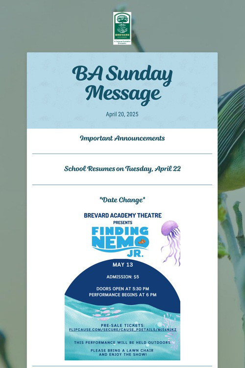 BA Sunday Message