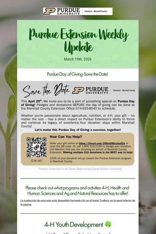 Purdue Extension Weekly Update