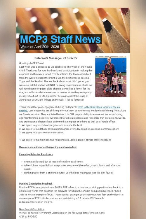 MCP3 Staff News