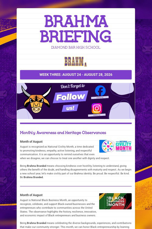 Brahma Briefing Week 3