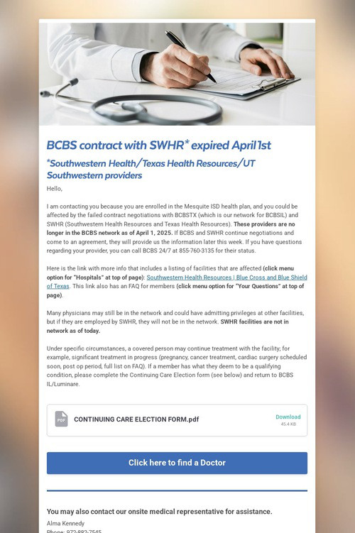 Health Plan Network Update
