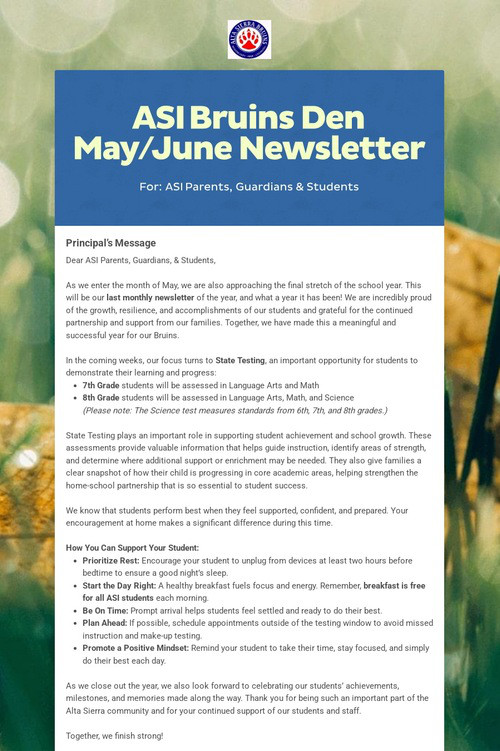 ASI Bruins Den May/June Newsletter