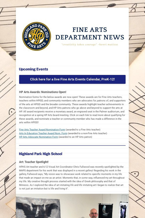 11/15/24 Fine Arts Department News