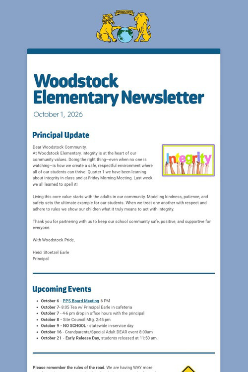 Woodstock Elementary Newsletter