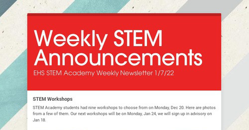 Weekly STEM Announcements