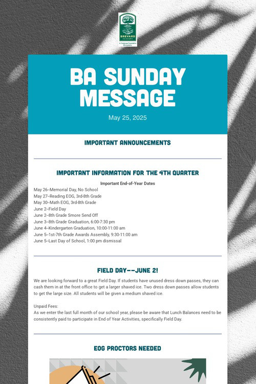 BA Sunday Message