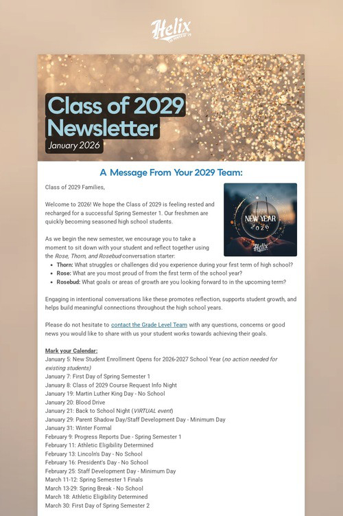Class of 2029 Newsletter