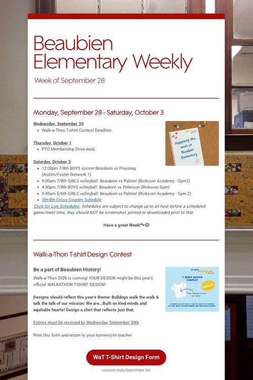 Beaubien Elementary Weekly