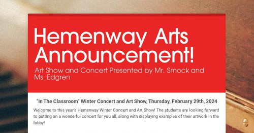 Hemenway Concert Announcement!
