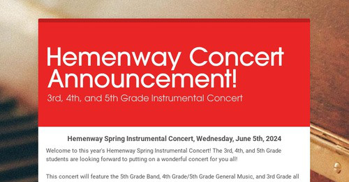 Hemenway Concert Announcement!
