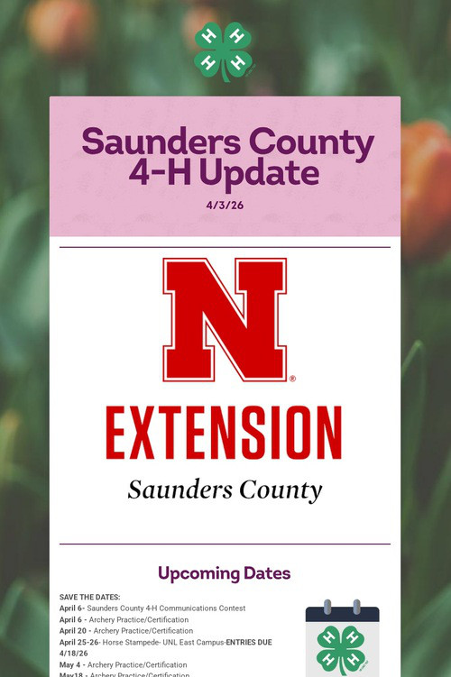 Saunders County 4-H Update