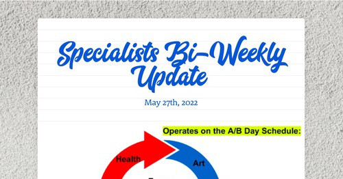 Specialists Bi-Weekly Update
