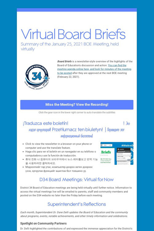 Virtual Board Briefs