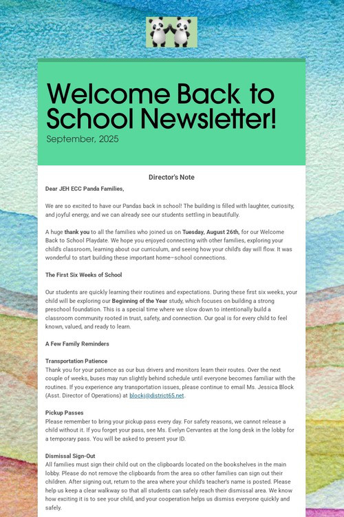 Welcome Back to School Newsletter!