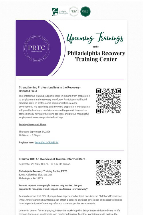 September Trainings at PRTC