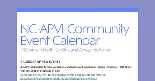 NC APVI Community Event Calendar Smore Newsletters NC APVI Community Event Calendar Smore Newsletters
