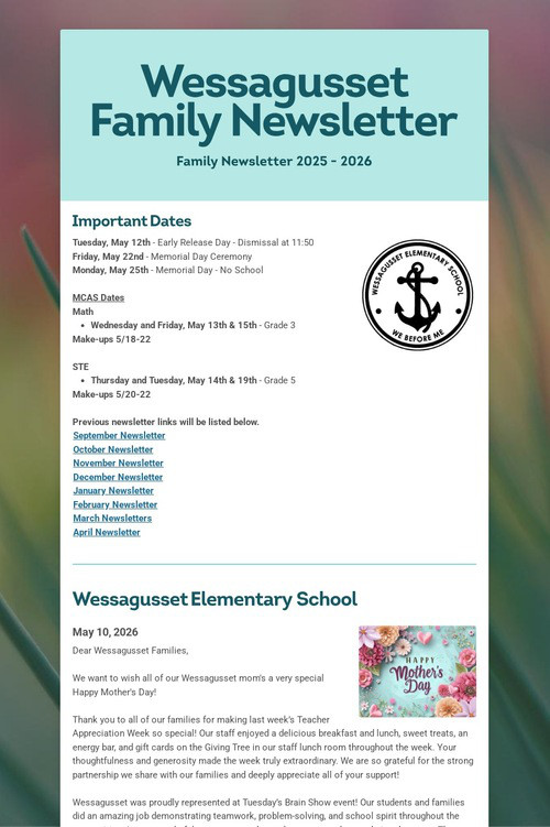 Wessagusset Family Newsletter