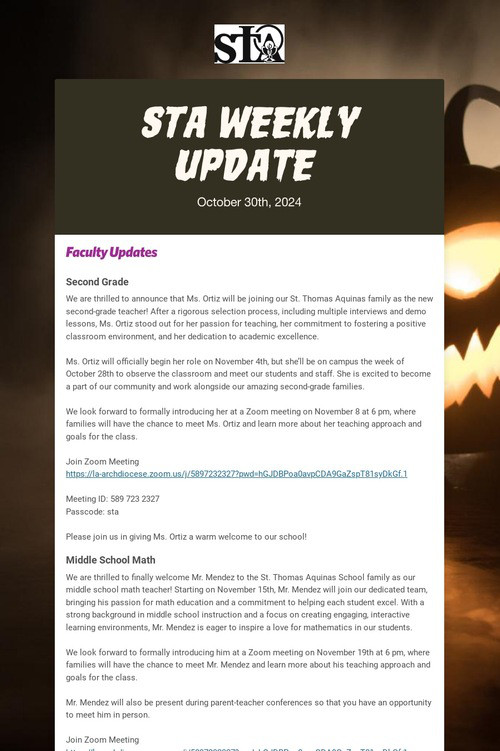 STA Weekly Update