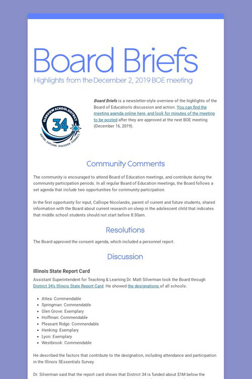 Board Briefs