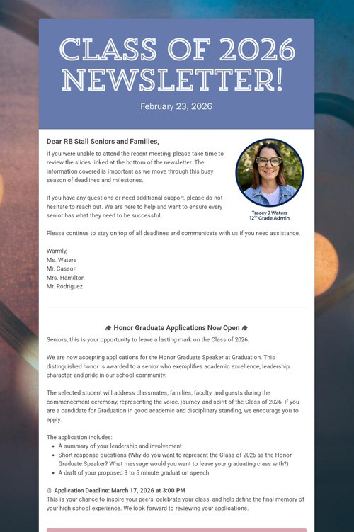 Class of 2026 Newsletter!