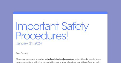 Important Safety Procedures!