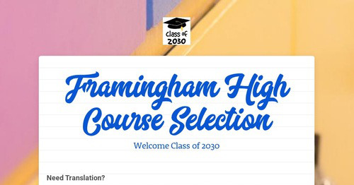 Framingham High Course Selection