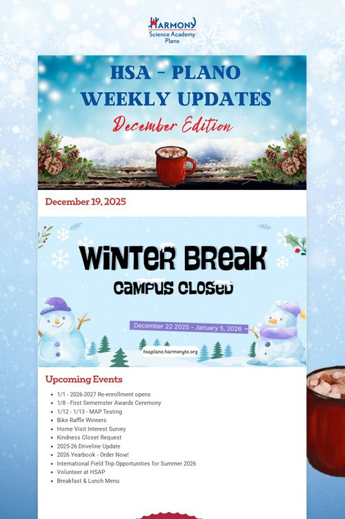 HSA - Plano Weekly Updates