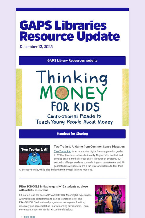 GAPS Libraries Resource Update