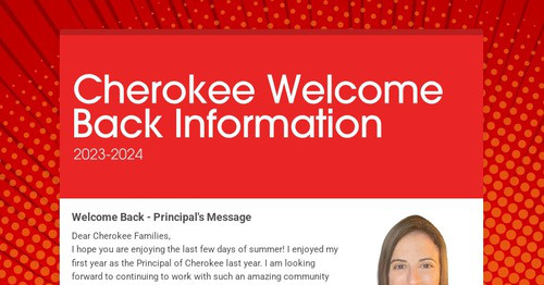 Cherokee Welcome Back Information | Smore Newsletters