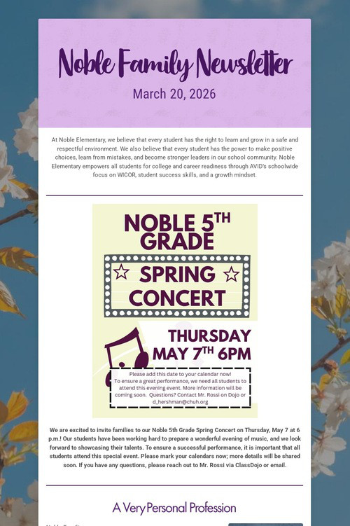 Noble Family Newsletter