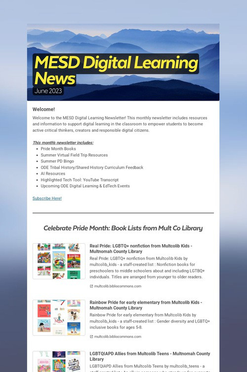 MESD Digital Learning News