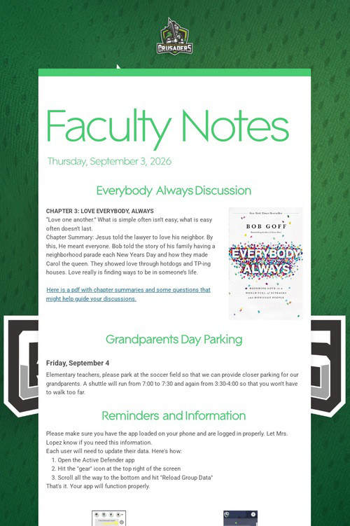 Faculty Notes