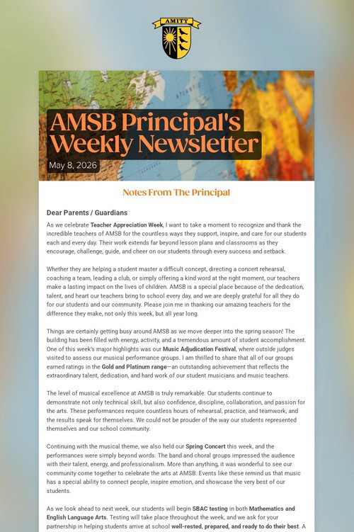 AMSB Principal's Weekly Newsletter