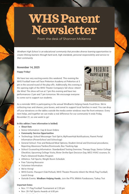 WHS Parent Newsletter