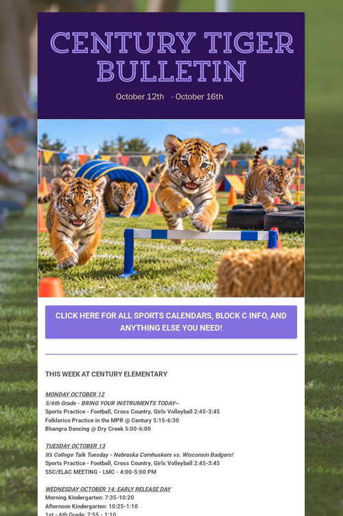 CENTURY TIGER BULLETIN