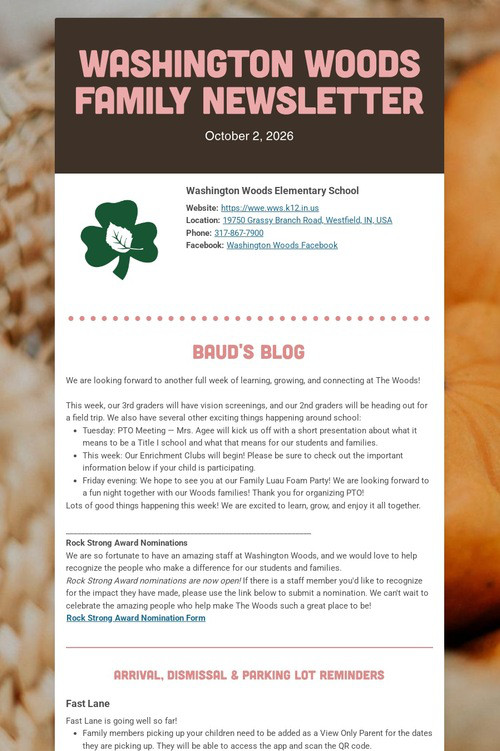 Washington Woods Family Newsletter
