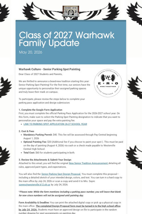 Class of 2027 Warhawk Family Update