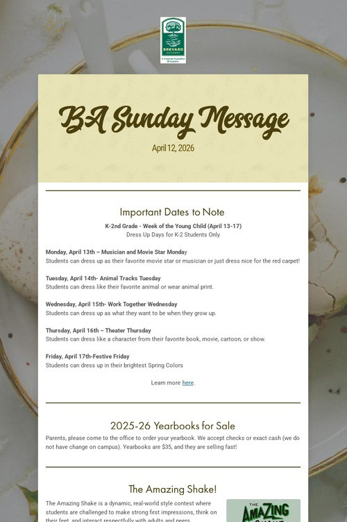BA Sunday Message