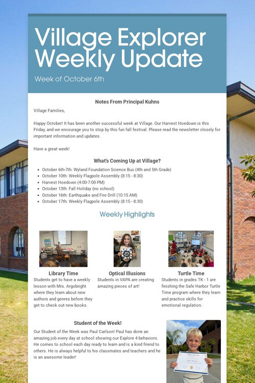 Village Explorer Weekly Update
