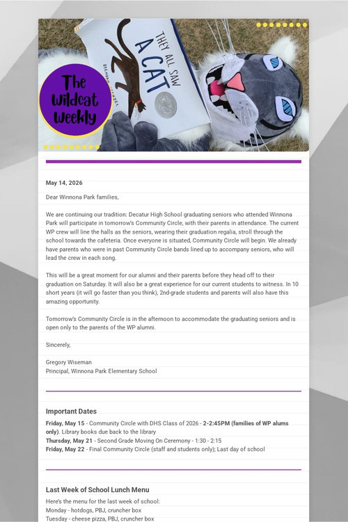 Winnona Park Weekly Update
