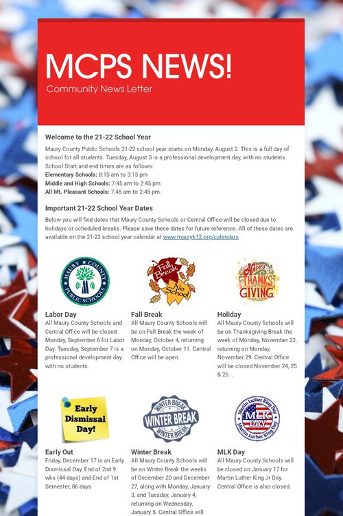 MCPS NEWS!