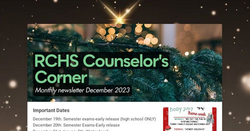 RCHS Counselor's Corner