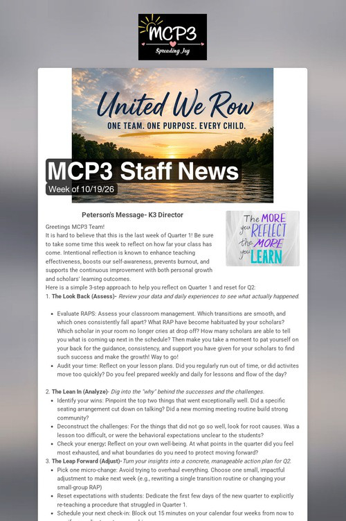 MCP3 Staff News