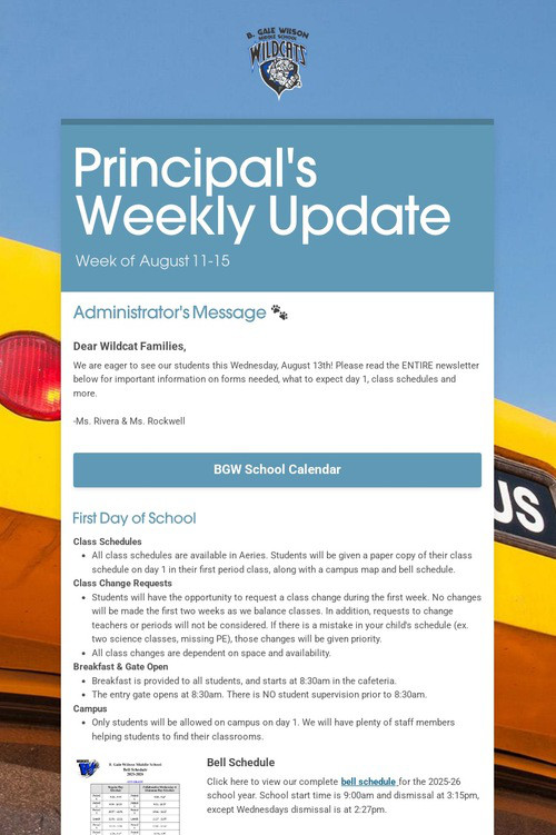 Principal's Weekly Update