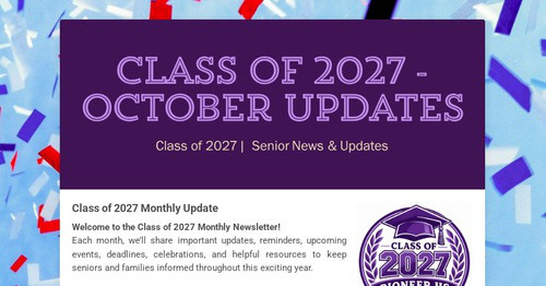 Class of 2027 Monthly Updates