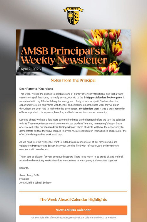 AMSB Principal's Weekly Newsletter