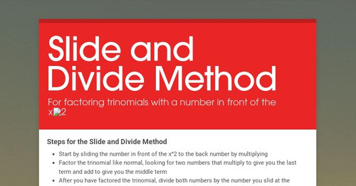 Block And Divide Method Slide and Divide Method | Smore Newsletters