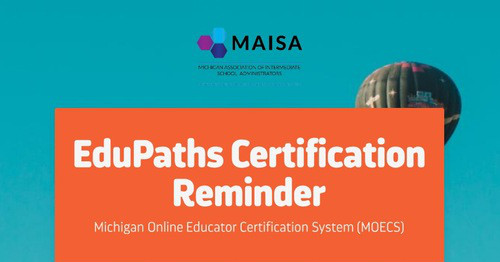 EduPaths Certification Reminder