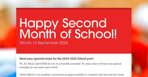 Happy Second Month of School!