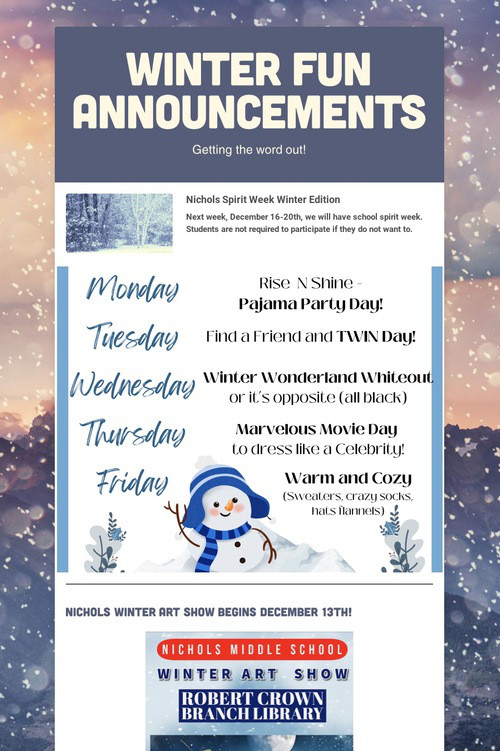 Winter Fun Announcements